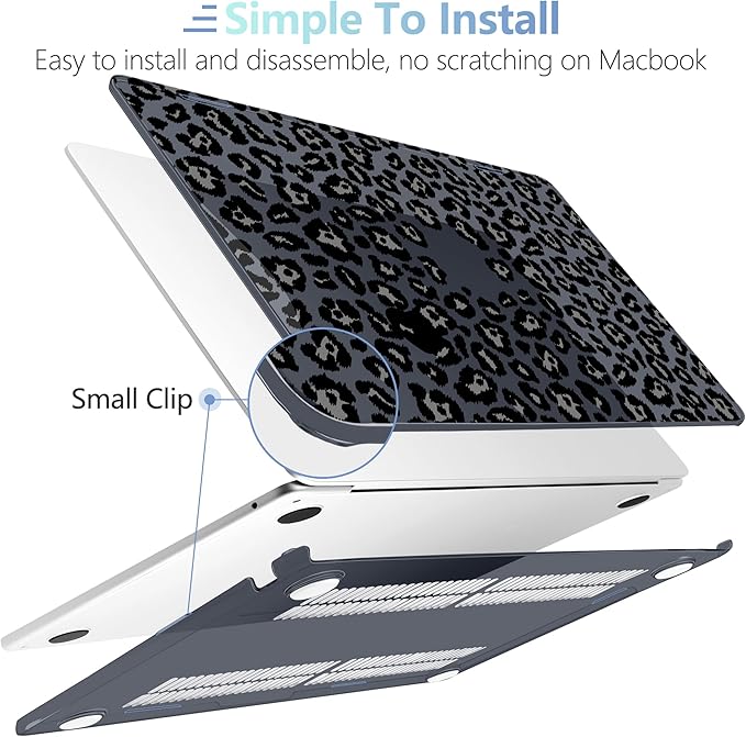 MEEgoodo Case for M5/M4/M3/M2 MacBook Air 13 inch Case 2026 2025 2024 2022, Fit Model A3449/A3240/A3113/A2681, Laptop Hard Shell Compatible with MacBook Air 13.6-inch, Snow Leopard Texture
