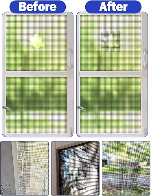 WOHOHOHO Window Screen Repair Tape, 4 in X 40 FT (480IN) Grey Screen Patch Repair Kit, 3-Layer Strong Adhesive Invisible Screen Tape Mesh Repair for Windows, Doors Garage Mosquito Net Magnetic Screen