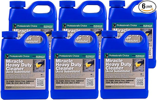 Miracle Sealants Heavy-Duty Acidic Cleaner for Tile & Stone, Grout Haze, Rust Stain & Efflorescence Remover, Quart, 6 Pack