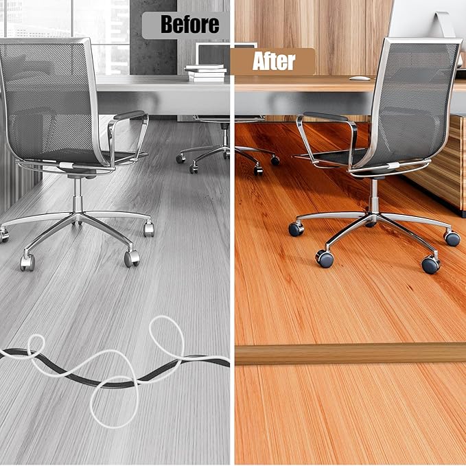 DBHXXMB-HH Floor Cord Cover Self Adhesive Cord Hider,10FT Cable Management, Extension Strip Protector for Wires, Prevent Cable Trips for Offices, Gyms, Exhibitions Cavity 0.39"(W) x 0.27"(H) BrownWood