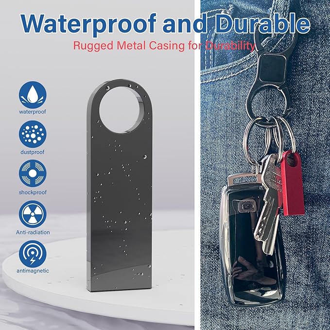16GB USB Flash Drive 20 Pack, Wooolken Sleek Metal Thumb Drives with Keychains Swivel Memory Stick Pendrive USB 2.0 Jump Zip Drive USB Stick(Gold)
