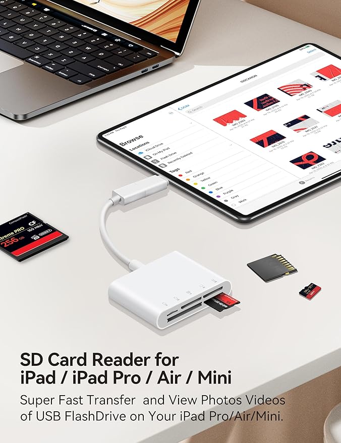 BnmxTek USB-A and USB-C to SD Card Reader, Trail Camera Card Adapter with SD MicroSD CF Compact Flash Memory Stick XD Picture 5 Slots for iPhone 15 16 iPad Mac MacBook Pro/Air Laptop Pc