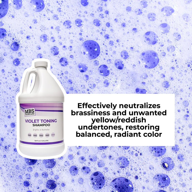 MBS Haircare Salon Grade Violet Toning Shampoo – Professional Purple Shampoo for Blonde, Silver & Gray Hair – 1 Gallon
