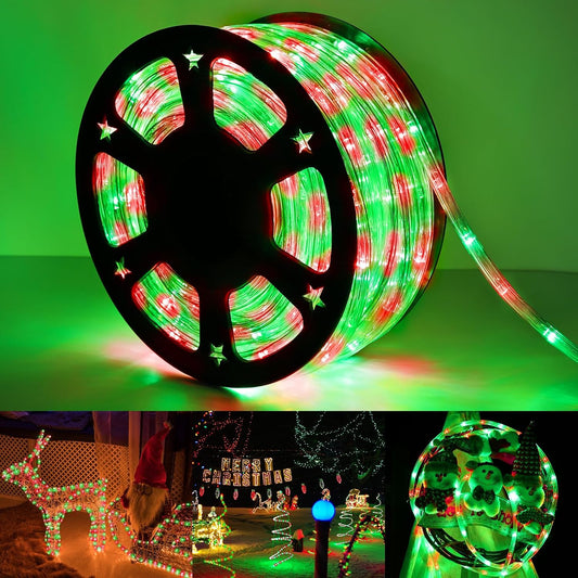 Skiennix 200ft LED Rope Lights - Waterproof, Connectable & Flexible Tube Lighting for Indoor/Outdoor Use | Red & Green