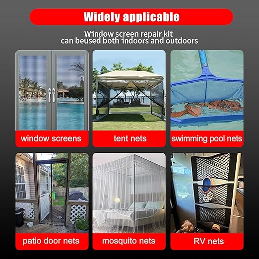 PHIXBEAR Super Strong Adhesion Screen Repair Tape Replacement Kit, Screen Tape Mesh Repair for Window Screen and Screen Door Tears Holes, Grey 1.97In X 6.57Ft