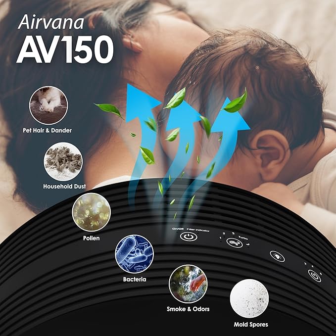 Airvana Capri Series Tabletop Air Purifier, Black