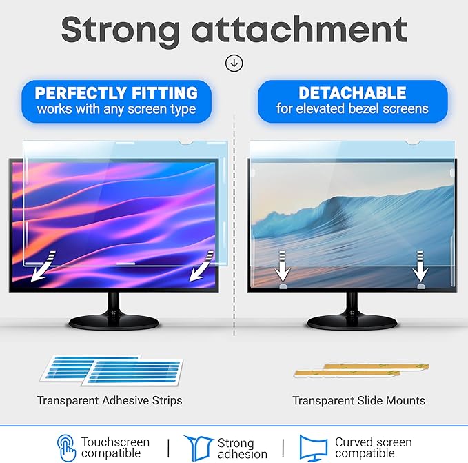 VINTEZ 23.8 inch Blue Light Blocking Screen Protector Panel for 16:9 Widescreen Computer Monitor and Laptop - PC Anti-UV Eye Protection Filter Film - Anti-Scratch Diagonal Frame Shield [2 Pack]