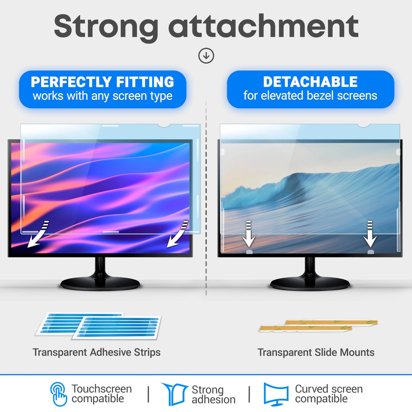 VINTEZ 23.8 inch Blue Light Blocking Screen Protector Panel for 16:9 Widescreen Computer Monitor and Laptop - PC Anti-UV Eye Protection Filter Film - Anti-Scratch Diagonal Frame Shield [2 Pack]