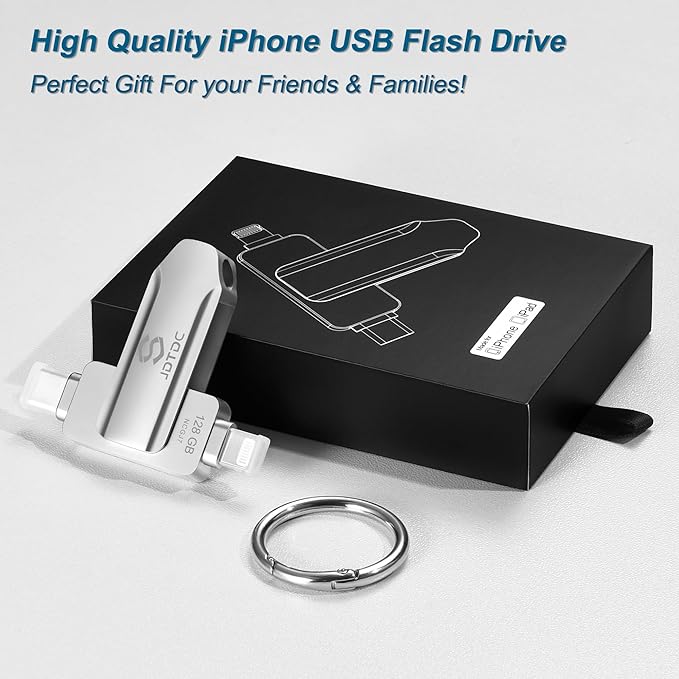 Genuine Apple MFi Certified USB C & Lightning Flash Drive 256GB - Real Storage Capacity - Secure Auto Backup Photo Stick iPhone iPad Photo & Video Encrypted-External-Storage to Store & Transfer Files