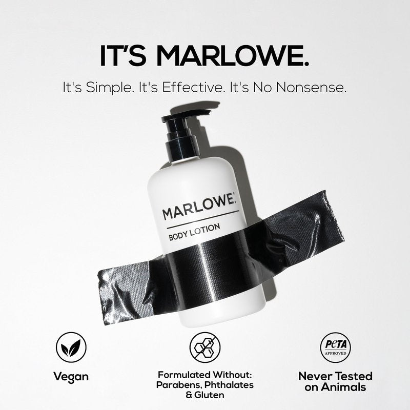 MARLOWE. Body Lotion for Men, 15 oz Pump, Hydrating & Nourishing Daily Moisturizer for Dry Skin, Non-Oily, Clean Vegan Formula with Aloe Vera & Amino Acids, Original Fresh Sage & Fir Scent