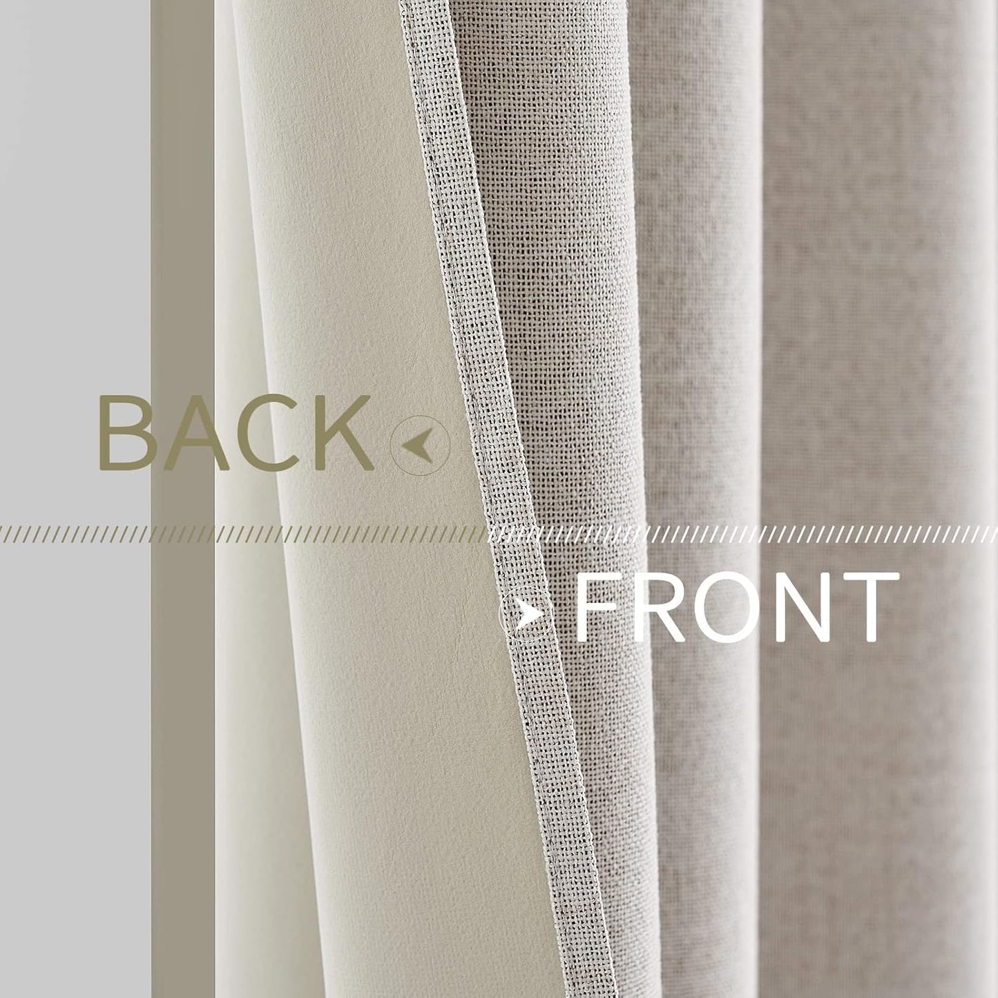 MIULEE 100% Blackout Linen Textured Curtains - Thermal Insulated Ivory Drapes for Bedroom | 62 x 84 Inch (2 Panels)