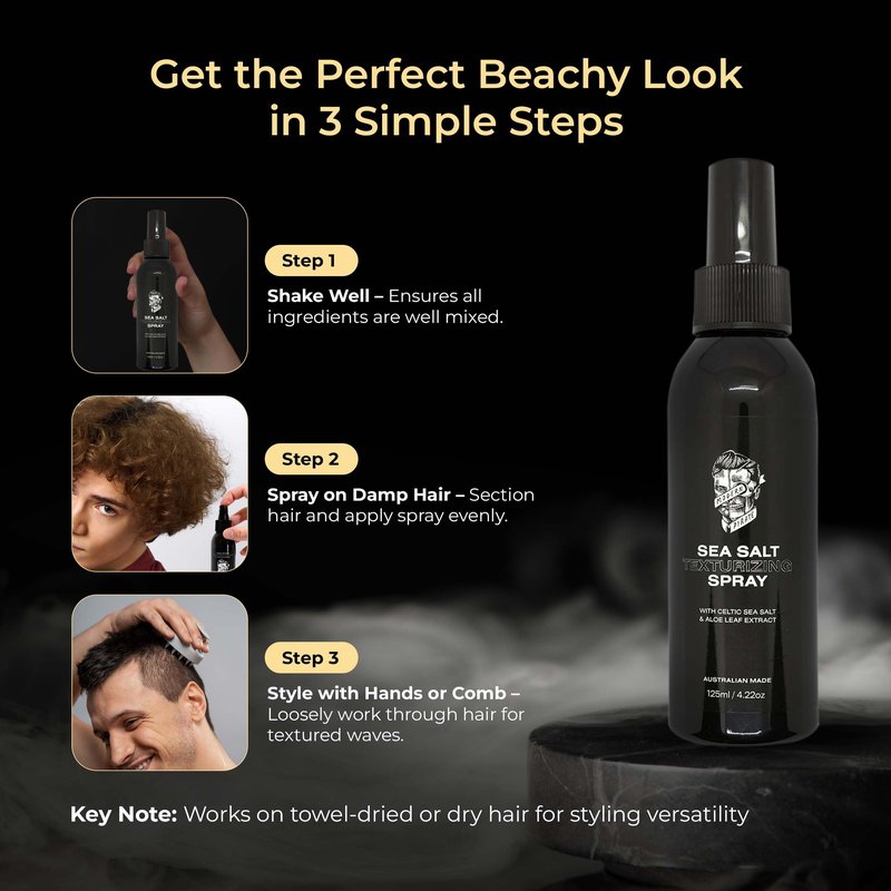Modern Pirate Sea Salt Spray for Men - Hair Texturizing Spray for Tousled Hair - Add Texture & Grit to Hair - Men’s Volumizing Hair Spray for a Beach or Surfer Hair Style - Medium to Light Hold