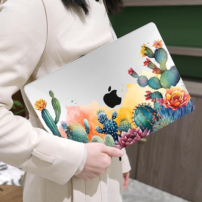 MEEgoodo for M5/M4/M3/M2 MacBook Air 15 inch Case 2026 2025 2024 2023, Case Fit Model (A3448/A3241/A3114/A2941) for MacBook Air 15.3 inch, Tropical Cactus