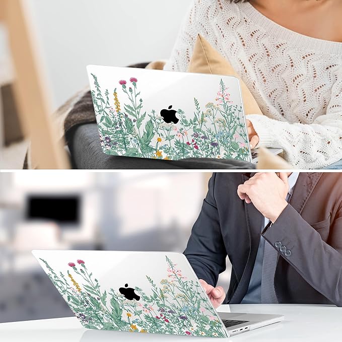 TWOLSKOO for MacBook Air 15 inch Case 2026 2025 2024 2023 Release M5 A3448 M4 A3241 M3 A3114 M2 A2941, Plastic Hard Shell & Screen Protector & Keyboard Cover & Trackpad Film, Botanical Illustration