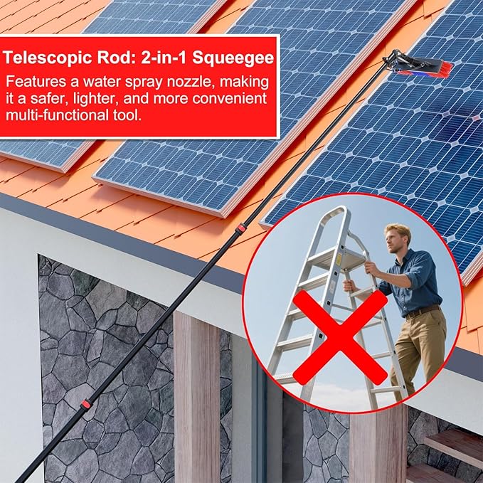Telescopic Cleaning Brush, Multi-Purpose Water Spray Brush, Solar Panel Cleaning Equipment, Telescopic Hydrocleaner, 3.6m-10.8m, Roof Cleaning Tools Window Cleaner Kit(16FT/4.8M)