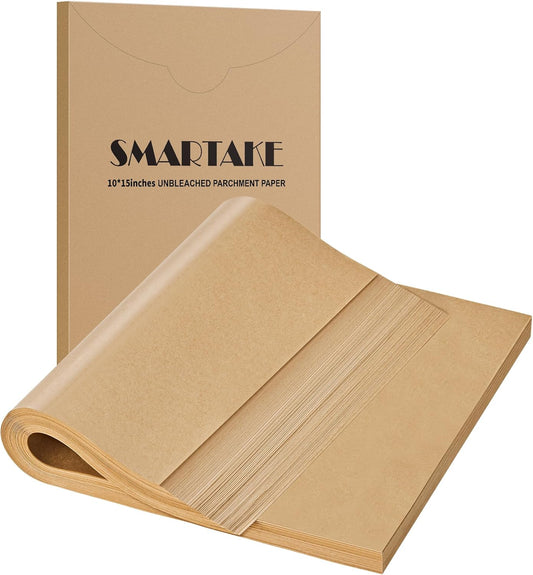 SMARTAKE Parchment Paper Baking Sheets - 200 Pcs Non-Stick Precut, 10x15 Inches for Baking & Grilling