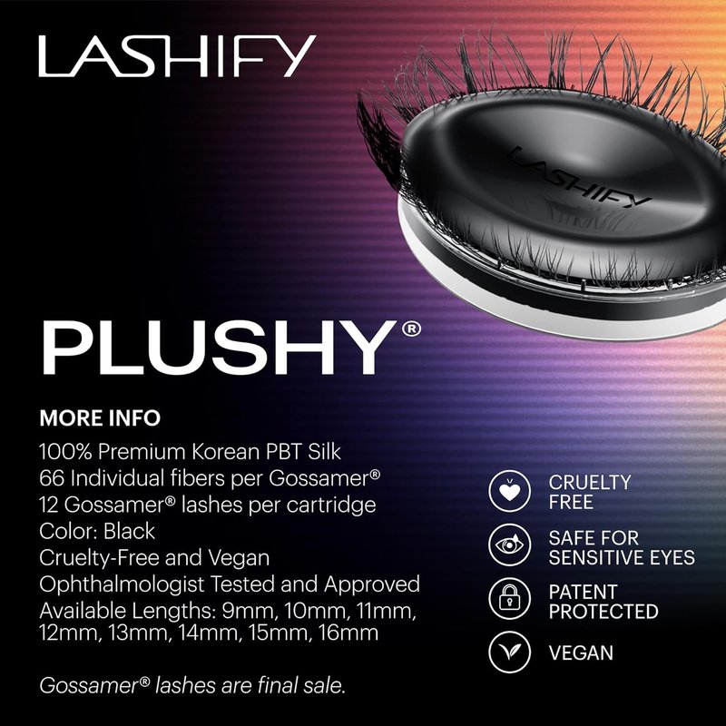 Lashify Plushy 12mm Gossamer Lashes - Easy DIY False Lashes for Voluminous Natural Look