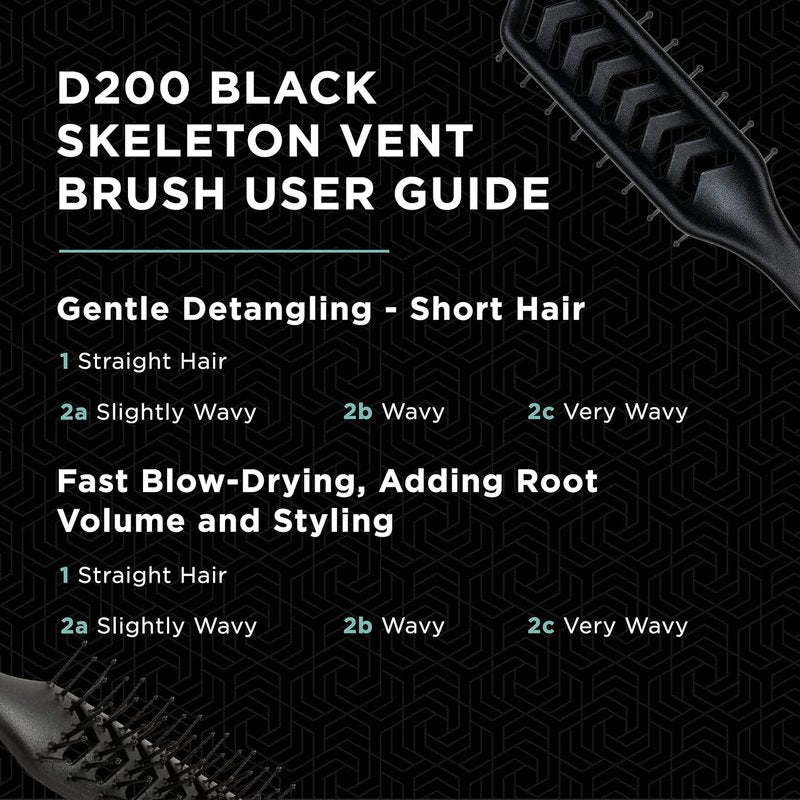 Denman D200 Flexible Vent Brush - Blow Drying Styling Tool for Curly, Thick & Straight Hair | Black
