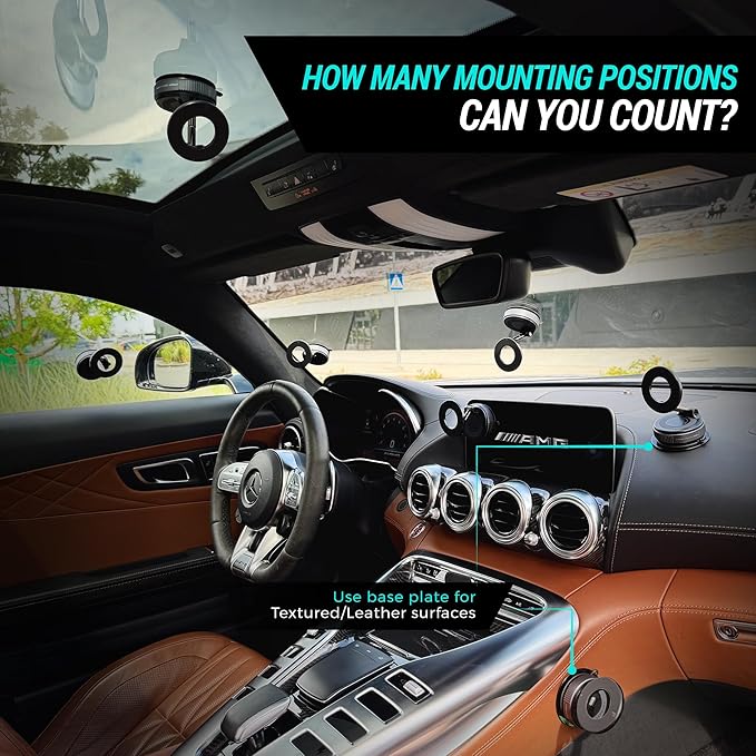CARMOUNT Clutch-X™ Black – Vacuum Phone Mount Suction Cup Car Phone Holder for iPhone, Window Phone Mount for Travel, 360° Vacuum Magnetic Phone Holder for Car, Magnetic Phone Holder with Suction Cup