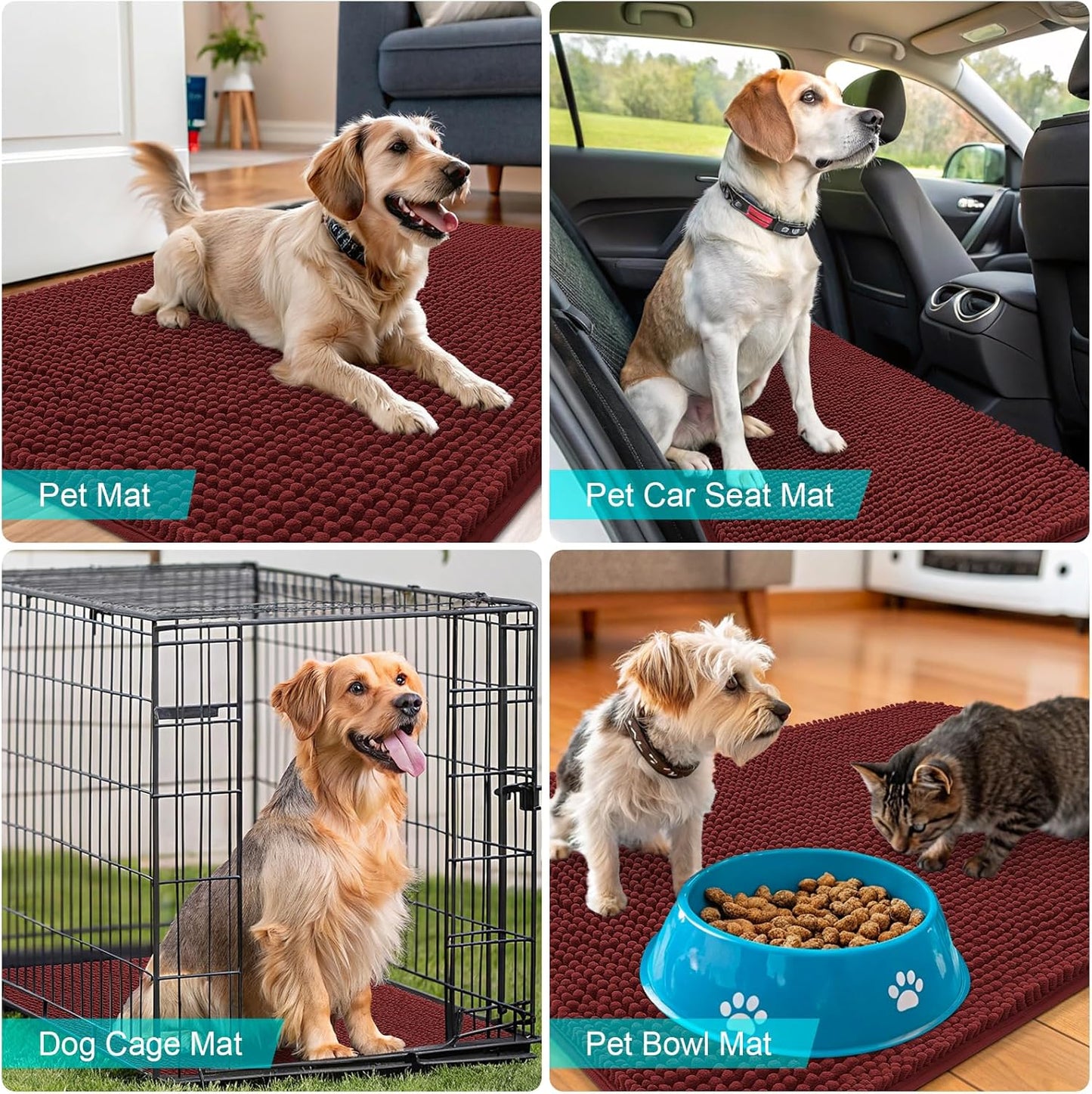 OLANLY Dog Door Mat - Absorbent Non-Slip Washable Doormat for Muddy Paws | 35x24, Quick Dry Chenille, Caramel Russet