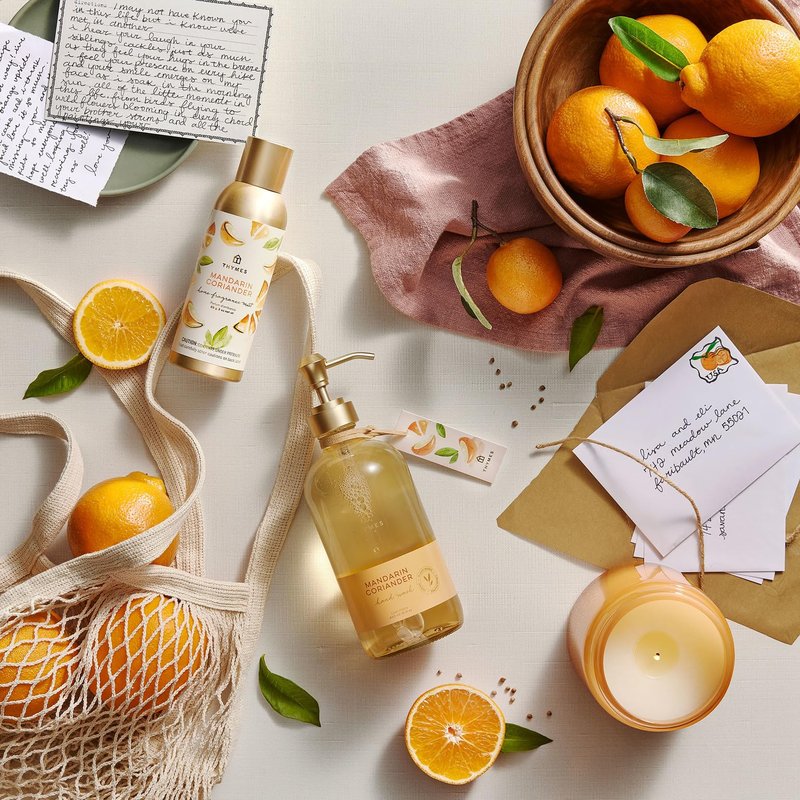 Thymes Hand Wash Refill - Scented Liquid Hand Soap Refill - Deeply Cleansing & Hydrating Formula - Plant-Based Skin Care - Refreshing Citrus Blend (Mandarin Coriander, 24.5 fl oz)