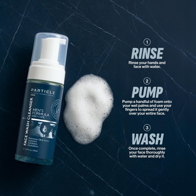 Particle Mens Face Wash - Anti Aging Face Cleanser for Men (5.07 Oz) - Daily Moisturizing Face Wash for Men - Revitalizes, Hydrates & Soothes, All Skin Types & All Ages