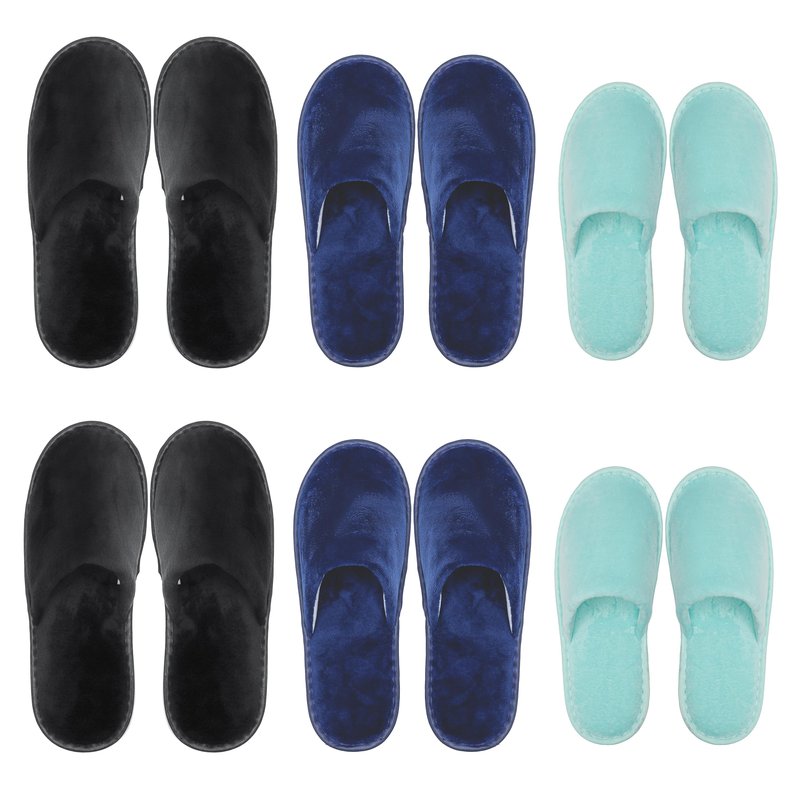 OSTADARRA 6 Pairs Spa Slippers, Non Slip Disposable Slippers For Guest, Washable Reusable, Which Can Be Used As Women Men, House, Indoor, Bathroom, Bedroom, Hotel, Bride Slippers (2 sizes)