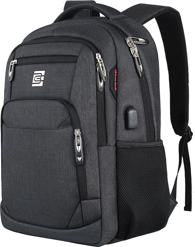 Volher 17 Inch Laptop Backpack, Business Anti Theft Slim Durable Laptops Backpack, Water Resistant College Computer Bag Gifts for Men & Women Fits 15.6 Inch Notebook-Black