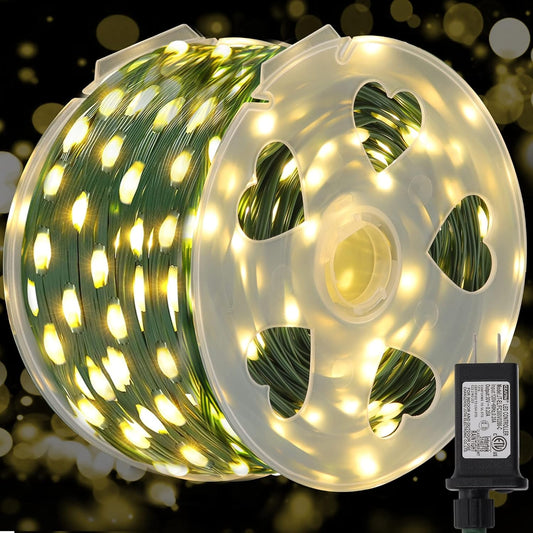 WATERGLIDE 328 FT Extra Long Fairy String Lights - 1000 LED Waterproof Outdoor Decor | Warm White
