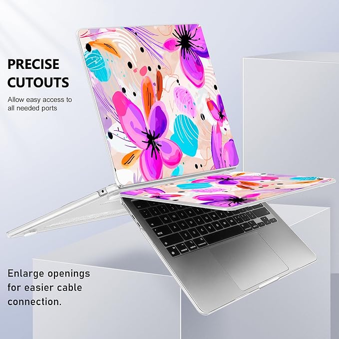 Lepeoac Case for 2026/2025/2024/2023 MacBook Air 15-inch Laptop Release M5 A3448 /M4 A3241 /M3 A3114 /M2 A2941, Stylish Protective Hard Shell Cover for MacBook Air 15.3 inch, Trendy Floral