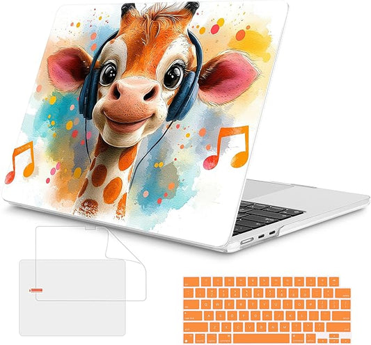 Mektron Case for 2026 MacBook Air 15 INCH M5 A3448 Compatible with M4 A3241 /M3 A3114 /M2 A2941 Printed Plastic Hard Shell Cover with 15.3" Liquid Retina Display Touch ID- Cute Giraffe