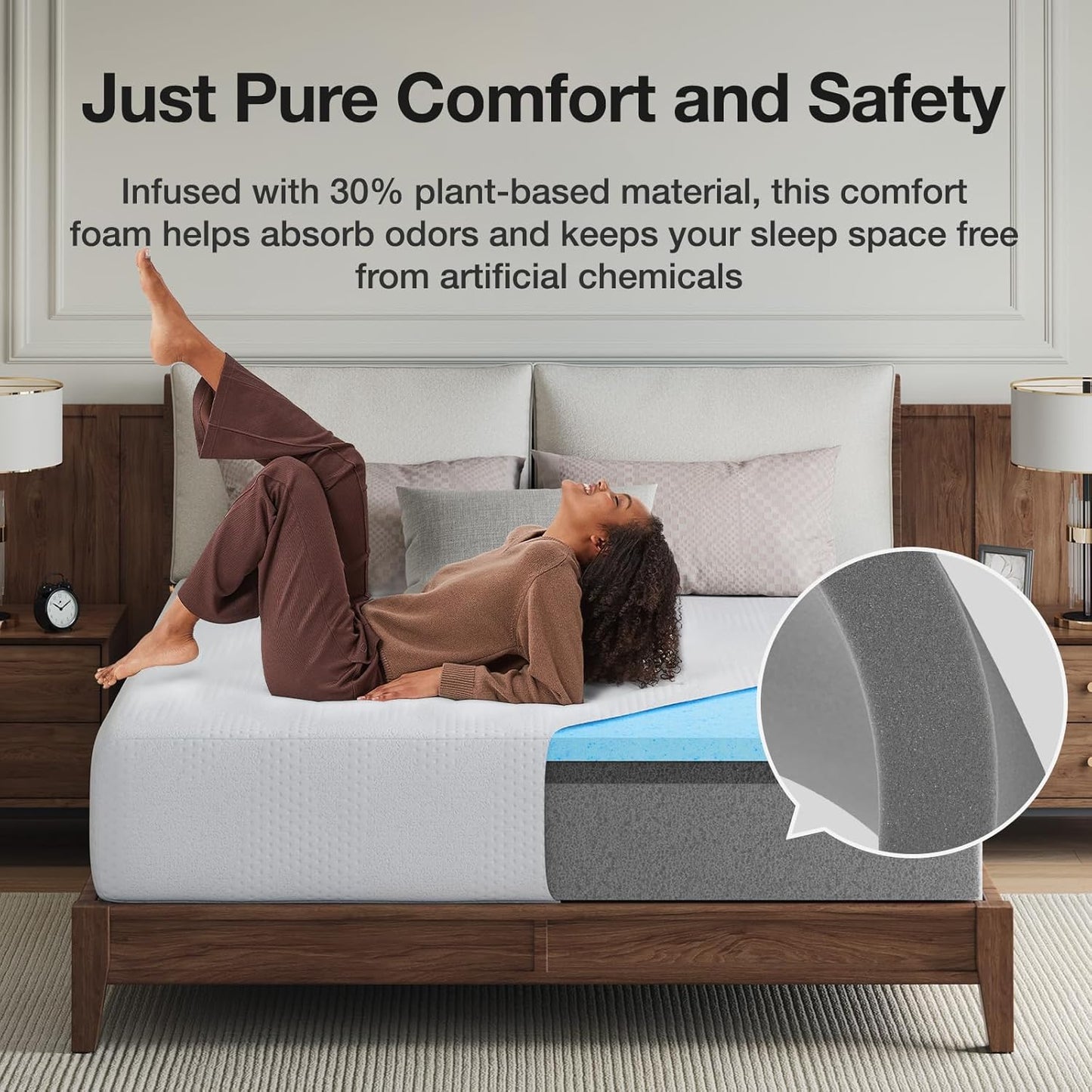 Novilla California King Mattress - 14-Inch Gel Memory Foam for Cooling Comfort | CertiPUR-US Certified, White