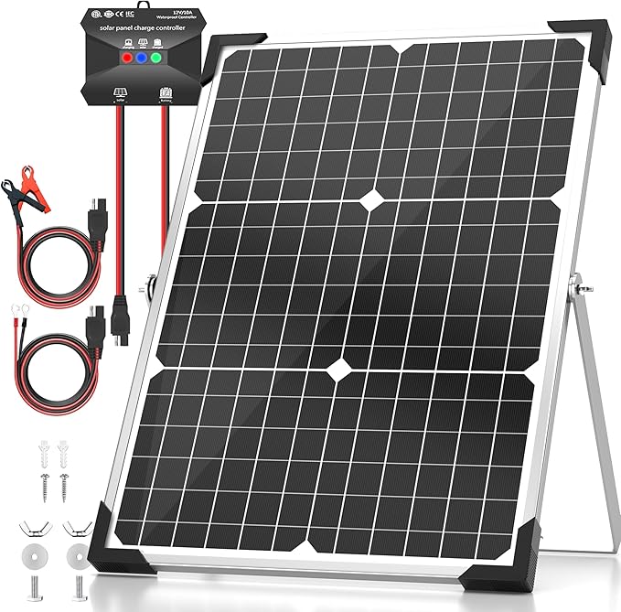 Voltset 30W Solar Battery Charger - 12V Solar Panel Kit with 10A Smart Charge Controller - IP67 Waterproof Solar Trickle Charger Maintainer - Adjustable Mount Bracket for RV Boat Car Motorcycle