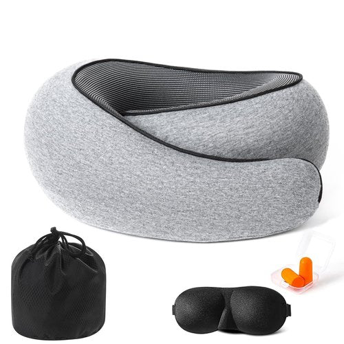Hanmeimei Neck Travel Pillow Upgraded Travel Neck Pillow for Airplane Memory Foam Travel Pillow for Airplanes Offices and Cars Headrest Sleep, Portable Plane Accessories