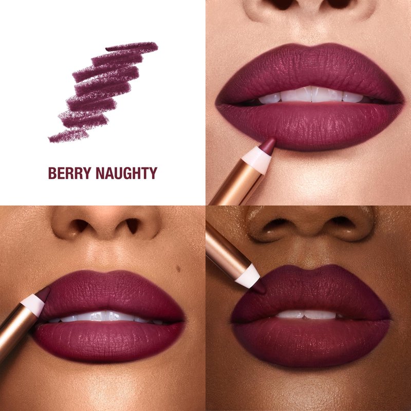 Charlotte Tilbury Lip Cheat Lip Liner Pencil - Creamy Fuller-Looking Lip Pencil with Jojoba Oil & Hyaluronic Acid - Waterproof, Smudge-Proof & Transfer-Proof - 6H Wear - Berry Naughty