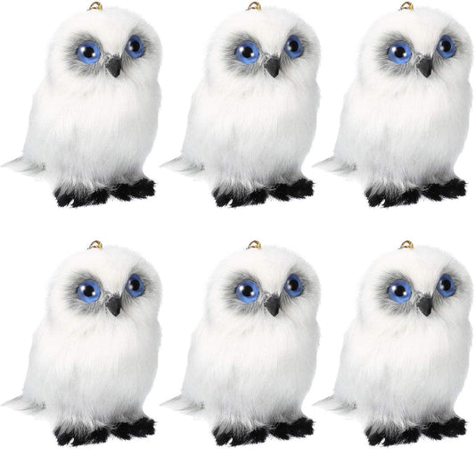 Skylety Mini Stuffed Owl Plush Toy - 3.2 Inch Soft White Hanging Ornament | Perfect for DIY Keychains & Gifts