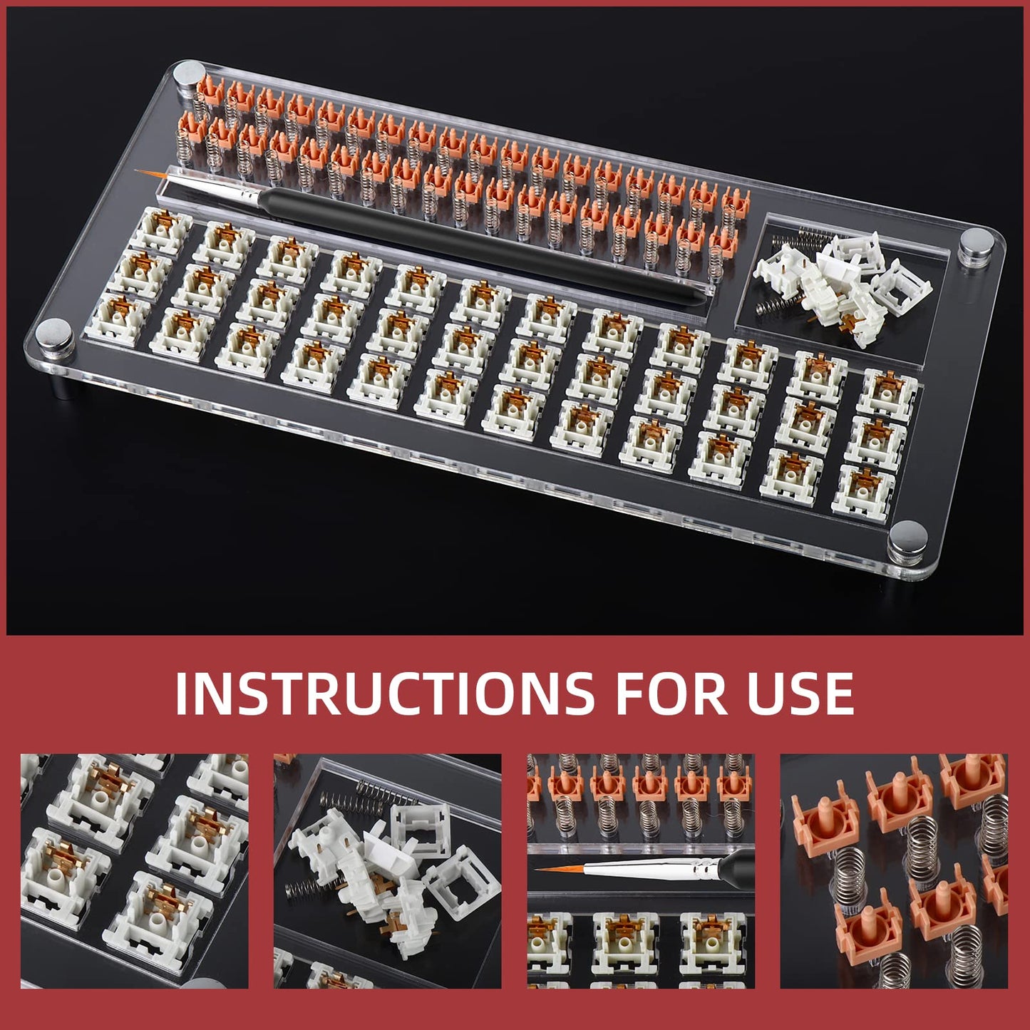 YIMAGUJRX RUNJRX 36 Switches Acrylic Lube Station for Keyboard Switch,GPL 205G0 0.53oz/15g, Switch Opener for MX Cherry Akko Panda Kailh Switch Tester,Switch Lube Kit for Gaming Keyboard