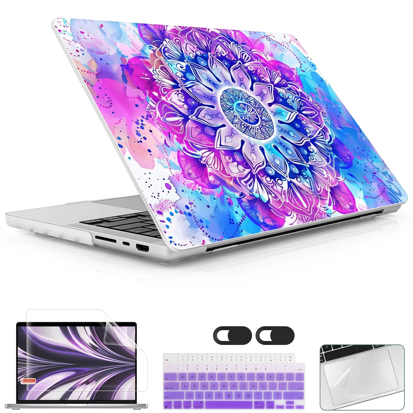 Lepeoac Case for MacBook Pro 16 inch Case 2026-2021 | M5 A3429 A3428 M4 M3 M2 M1 Pro/Max | Protective Hard Shell Laptop Cover with Screen Protector & Keyboard Cover | Mandala