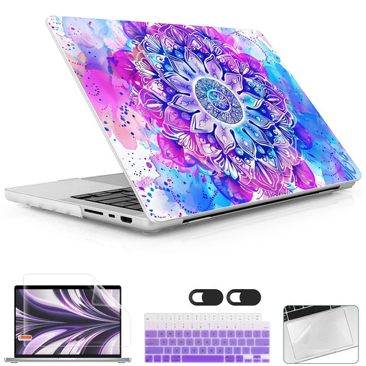 Lepeoac Case for MacBook Pro 16 inch Case 2026-2021 | M5 A3429 A3428 M4 M3 M2 M1 Pro/Max | Protective Hard Shell Laptop Cover with Screen Protector & Keyboard Cover | Mandala