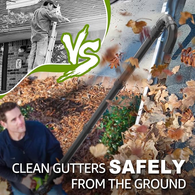 Sealegend Gutter Cleaning Attachment Kit Compatible with EGO 530CFM, 580CFM, 575CFM, 650CFM, 615CFM, LBX6000 Leaf Blowers 360Â° Rotation Nozzle, Extends Up to 8.3FT from The Ground