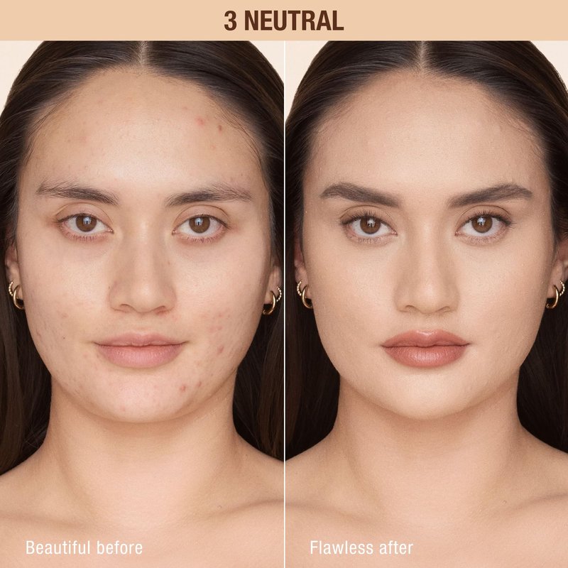 Charlotte Tilbury Airbrush Flawless Matte Foundation - Full Coverage Liquid Makeup with a Natural-Matte Finish - Smoothes & Blurs Pores - Waterproof & Transfer Resistant - 3 Neutral