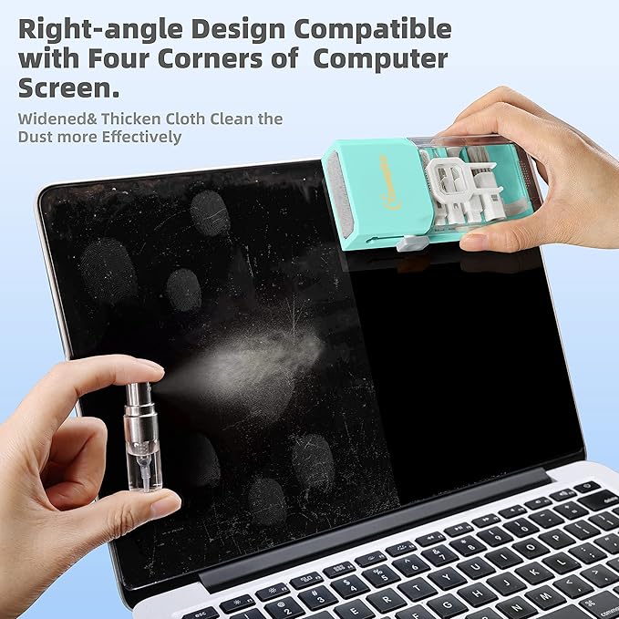 Tassmpitor Laptop Cleaning Kit, All in 1 Keyboard Cleaning kit for MacBook iPad iPhone, Compact Keyboard Cleaner with Brush and Spray for Tablet, Airpods, Earbud, Computer Screen, PC Monitor