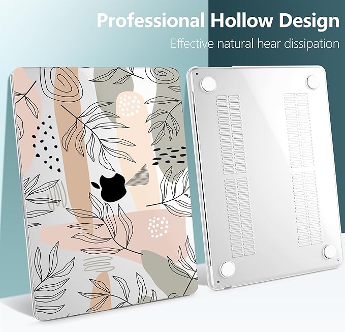 TWOLSKOO for MacBook Air 15 inch Case 2025 2024 2023 Release M4 A3241 M3 A3114 M2 A2941, Plastic Hard Shell & Screen Protector & Keyboard Cover & Trackpad Film, Tropical Leaves