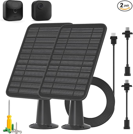 Solar Panel for Blink Outdoor 2K+/4(4th Gen)/Outdoor(3rd Gen) XT3 and XT2/XT Camera/Blink Outdoor Camera, 5W Solar Panel Charger with Mount 13.1ft Cable Rubber Plug, IP65 Waterproof, 2 Pack