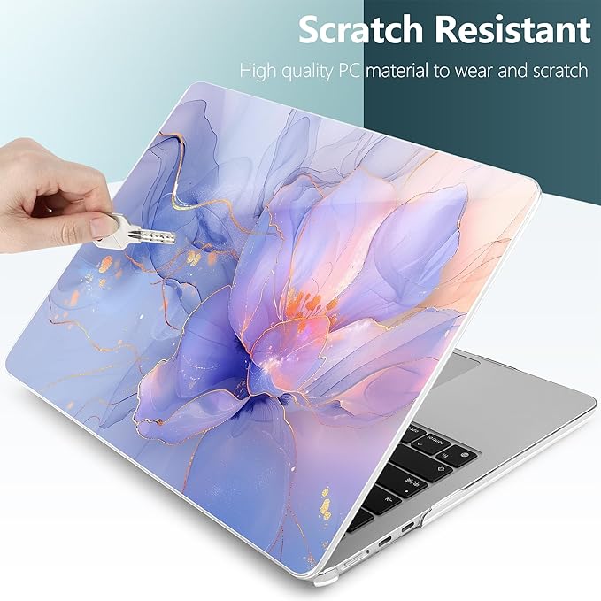 TWOLSKOO Compatible with MacBook Air 13 inch Case M5 2026 M4 2025 M3 M2 2024-2022 A3449 A3240 A3113 A2681, Plastic Hard Shell & Keyboard Cover for MacBook Air 13.6 inch Case, Blue Marble