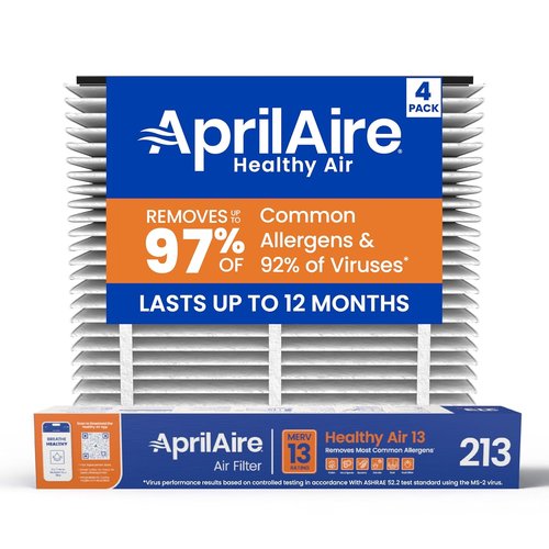 AprilAire 213 Replacement Filter - MERV 13 Air Filter for Whole House Purifiers | 20x25x4 (Pack of 4)