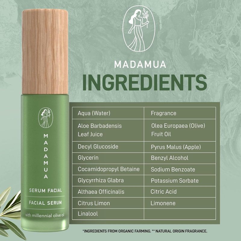 Organic Face Serum - Hydrating Serum with Millennial Olive Oil & Violet Extract | Glowing Skin & Moisturizing for All Skin Types