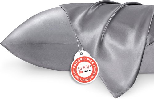 Bedsure King Size Satin Pillowcase Set - Dark Grey Silk-Like Covers for Hair & Skin | 20x36 Inches, 2-Pack