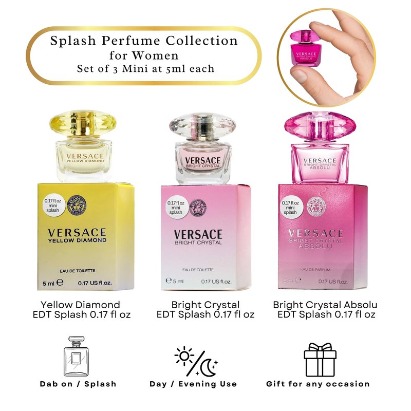 Versace Perfume Gift Set for Women – Mini Variety Gift Set Trio Collection – Absolu, Bright Crystal, Yellow Diamond