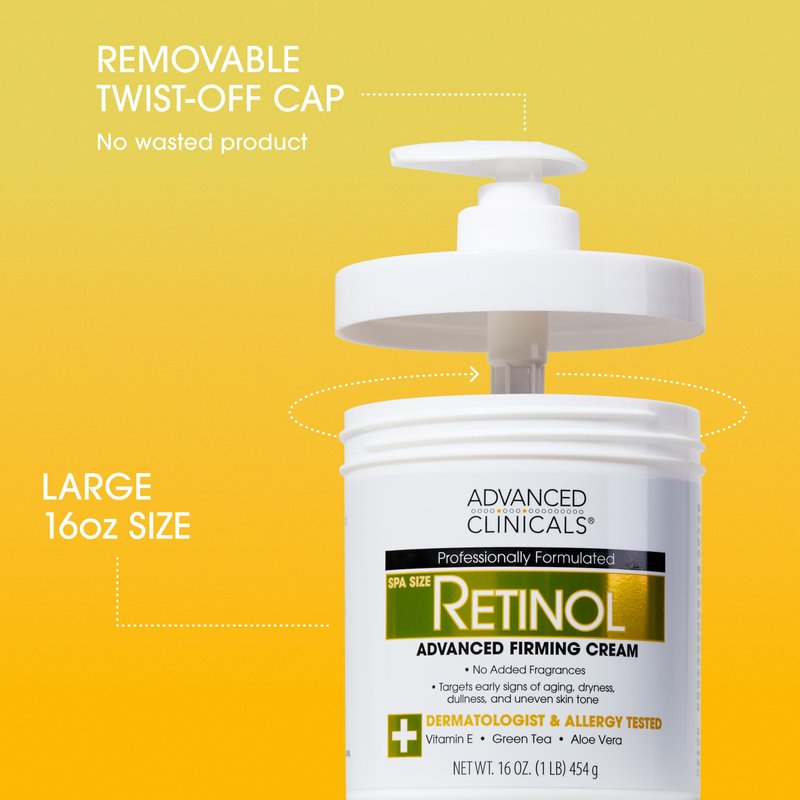 Advanced Clinicals Advanced Firming Retinol Body Lotion + Retinol Eye Cream Face Moisturizer With Peptides Anti Aging 2pc Skincare Set For Women & Men, Fragrance Free, 2pc Set